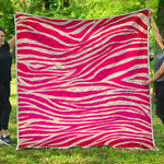 Hot Pink Zebra Pattern Print Quilt