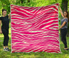 Hot Pink Zebra Pattern Print Quilt