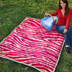 Hot Pink Zebra Pattern Print Quilt