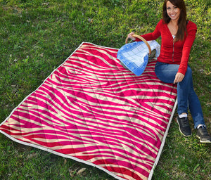 Hot Pink Zebra Pattern Print Quilt