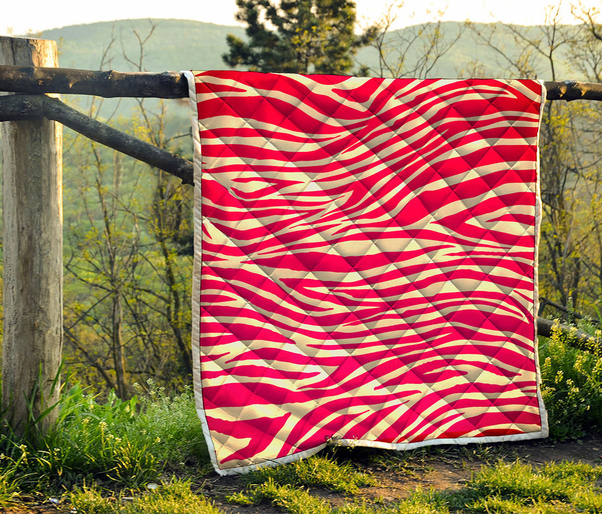 Hot Pink Zebra Pattern Print Quilt