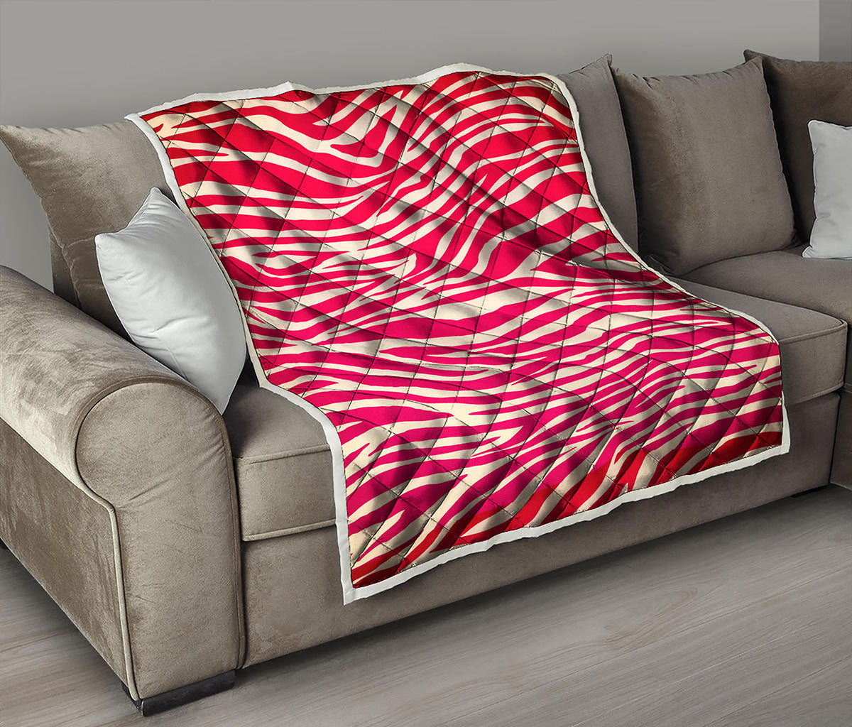 Hot Pink Zebra Pattern Print Quilt