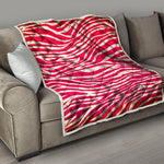 Hot Pink Zebra Pattern Print Quilt