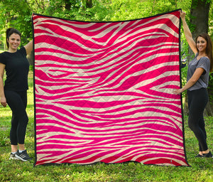 Hot Pink Zebra Pattern Print Quilt