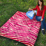 Hot Pink Zebra Pattern Print Quilt