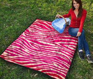 Hot Pink Zebra Pattern Print Quilt