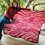 Hot Pink Zebra Pattern Print Quilt