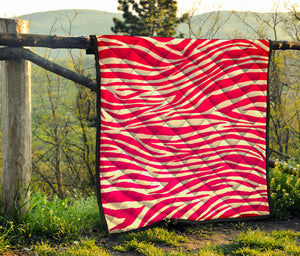 Hot Pink Zebra Pattern Print Quilt