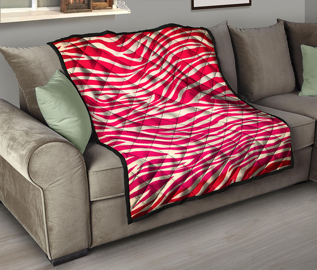 Hot Pink Zebra Pattern Print Quilt