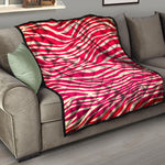 Hot Pink Zebra Pattern Print Quilt