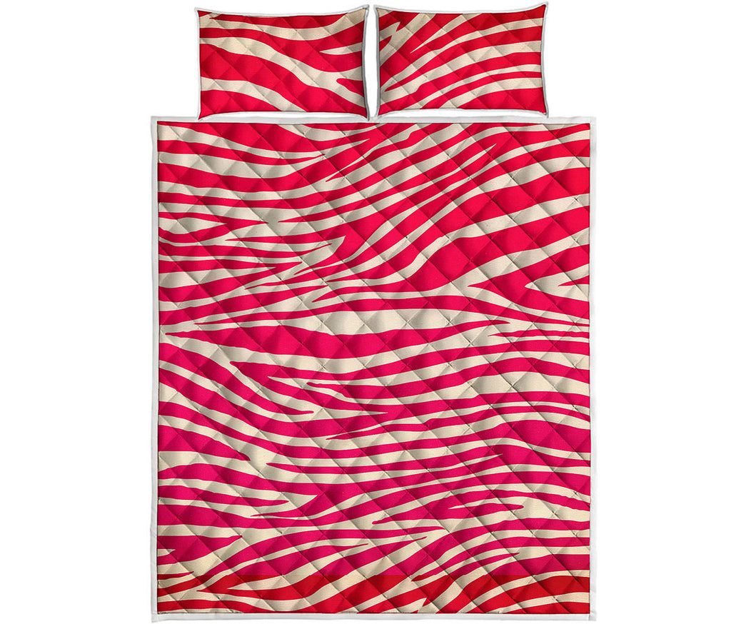 Hot Pink Zebra Pattern Print Quilt Bed Set