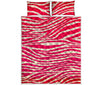 Hot Pink Zebra Pattern Print Quilt Bed Set