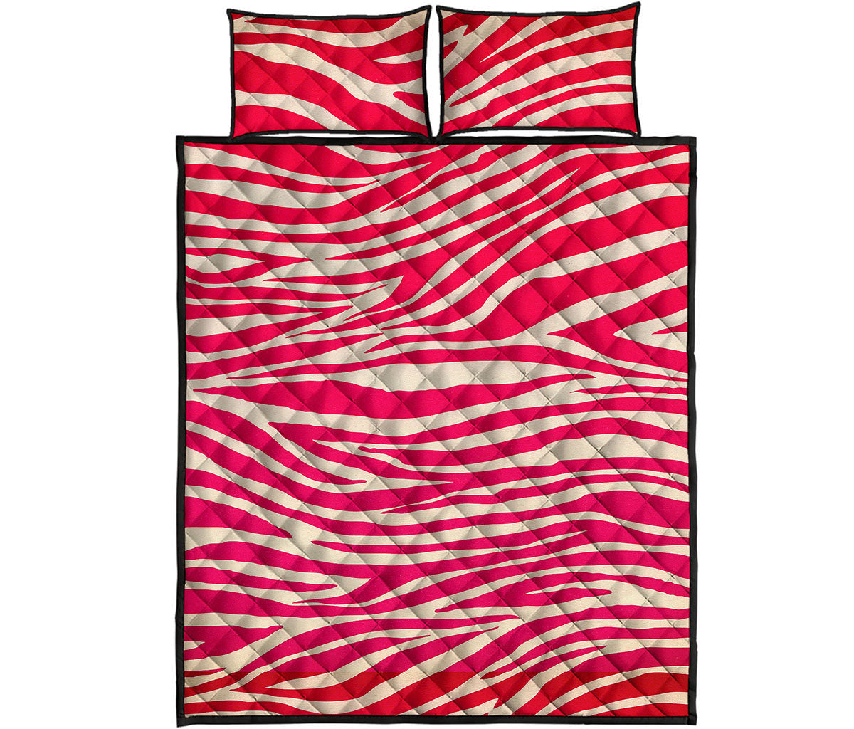 Hot Pink Zebra Pattern Print Quilt Bed Set