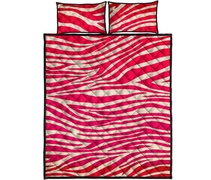 Hot Pink Zebra Pattern Print Quilt Bed Set