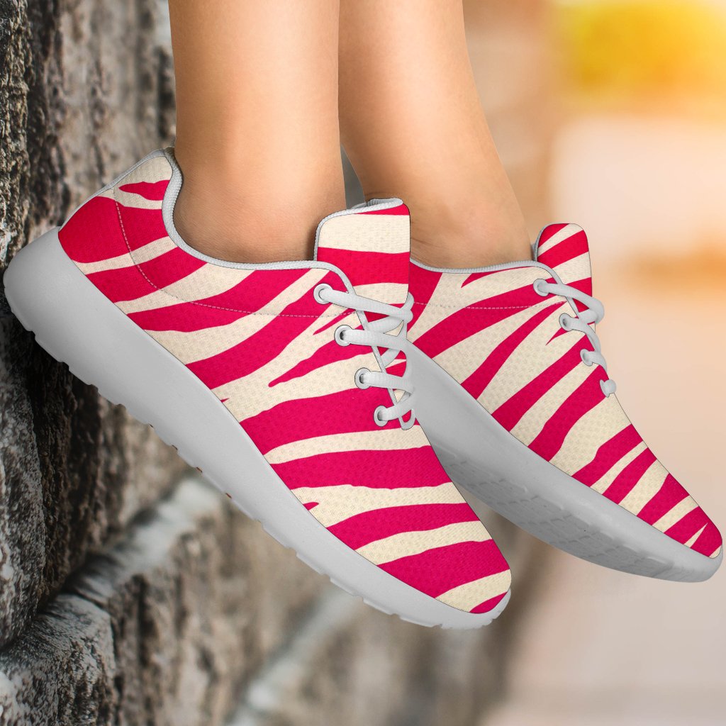 Hot Pink Zebra Pattern Print Sport Shoes GearFrost