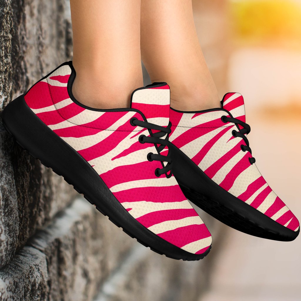 Hot Pink Zebra Pattern Print Sport Shoes GearFrost