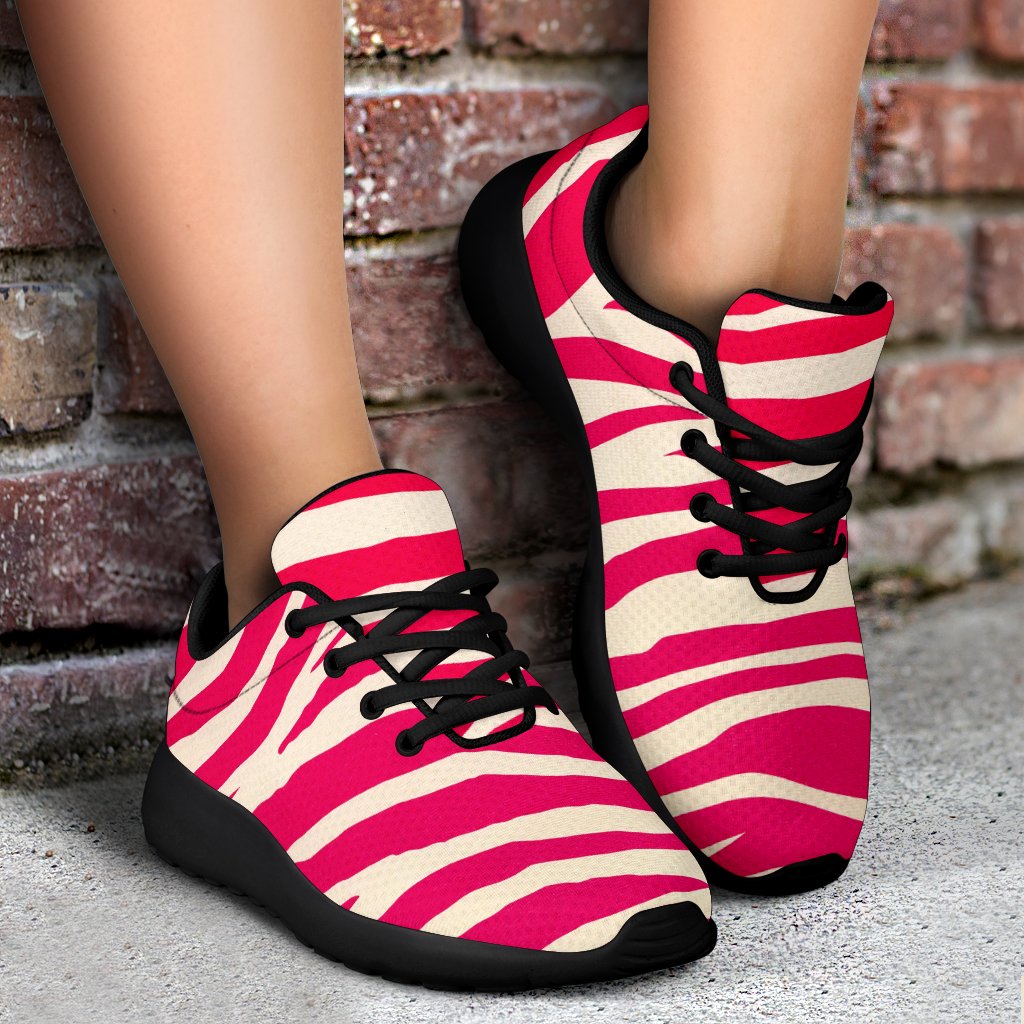Hot Pink Zebra Pattern Print Sport Shoes GearFrost