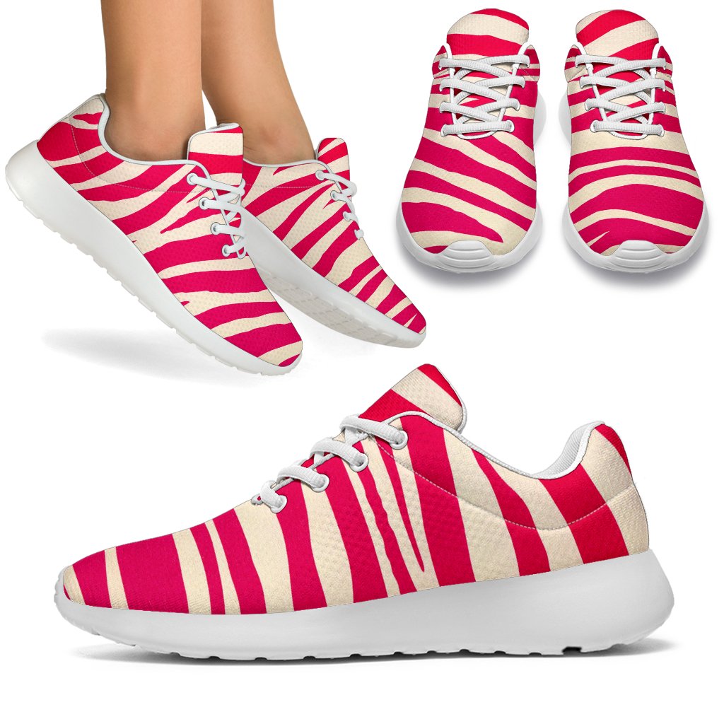 Hot Pink Zebra Pattern Print Sport Shoes GearFrost