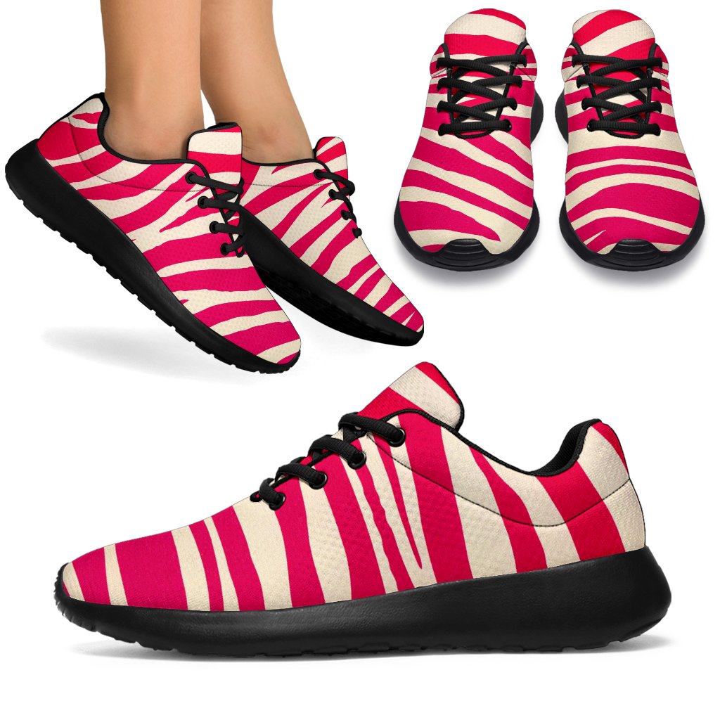 Hot Pink Zebra Pattern Print Sport Shoes GearFrost