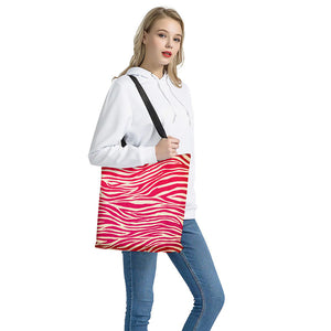Hot Pink Zebra Pattern Print Tote Bag