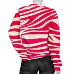 Hot Pink Zebra Pattern Print Women's Crewneck Sweatshirt GearFrost