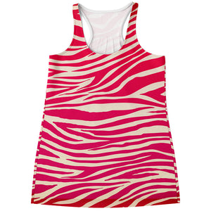 Hot Pink Zebra Pattern Print Women's Racerback Tank Top