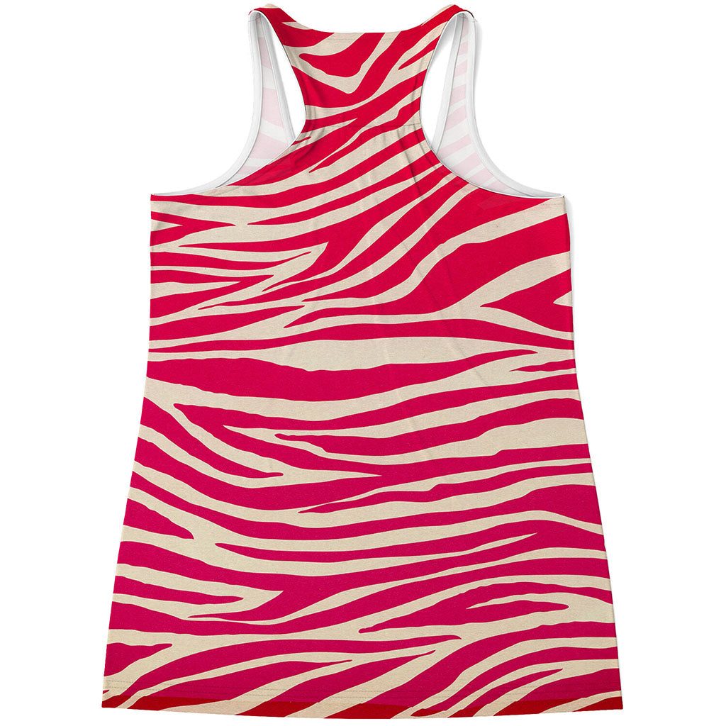 Hot Pink Zebra Pattern Print Women's Racerback Tank Top