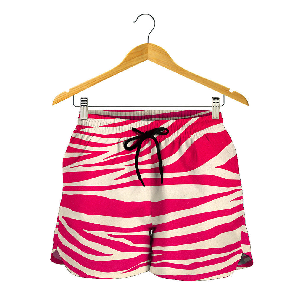 Hot Pink Zebra Pattern Print Women's Shorts