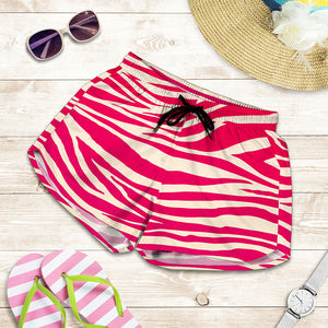 Hot Pink Zebra Pattern Print Women's Shorts