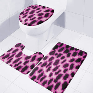 Hot Purple And Black Cheetah Print 3 Piece Bath Mat Set