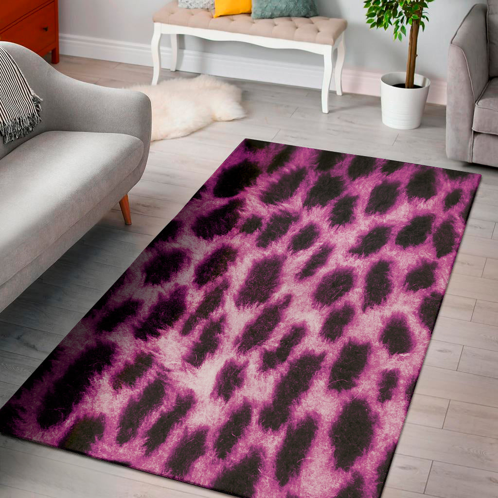 Hot Purple And Black Cheetah Print Area Rug