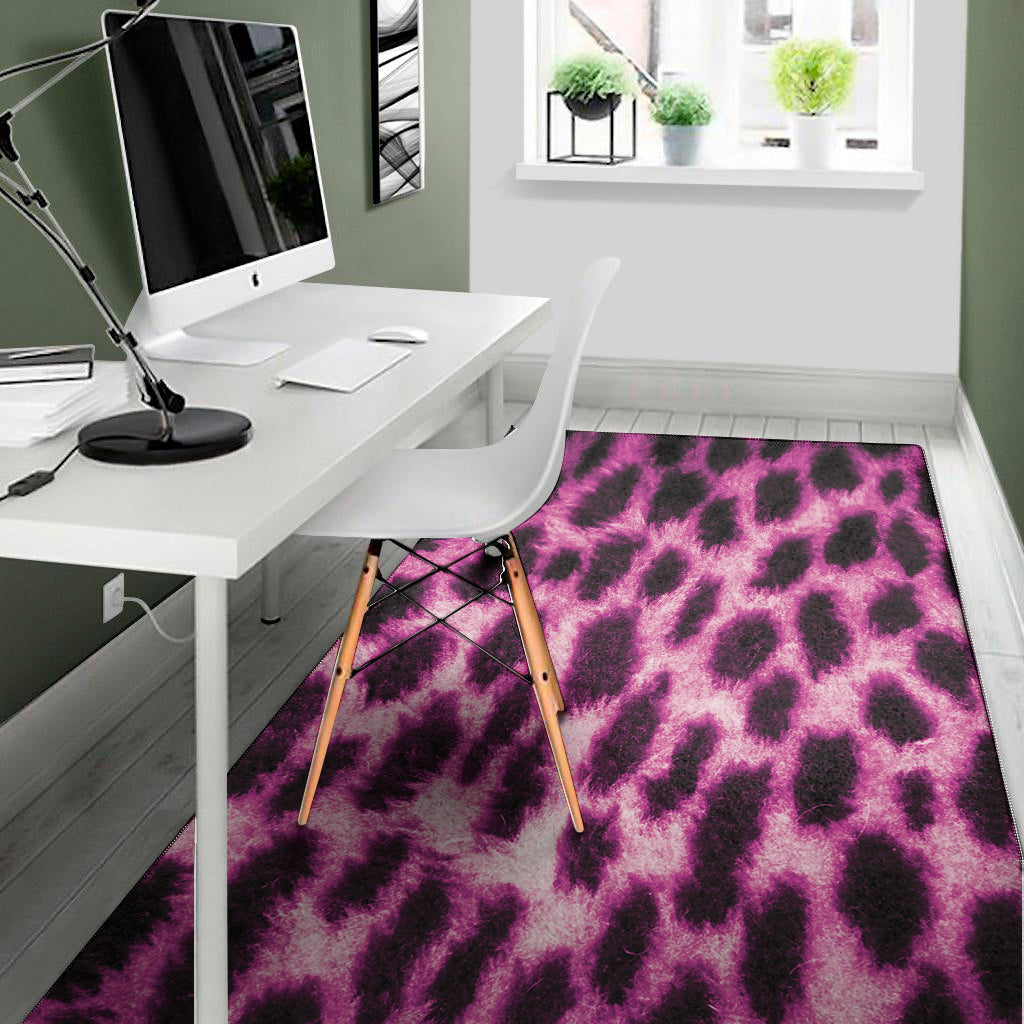 Hot Purple And Black Cheetah Print Area Rug