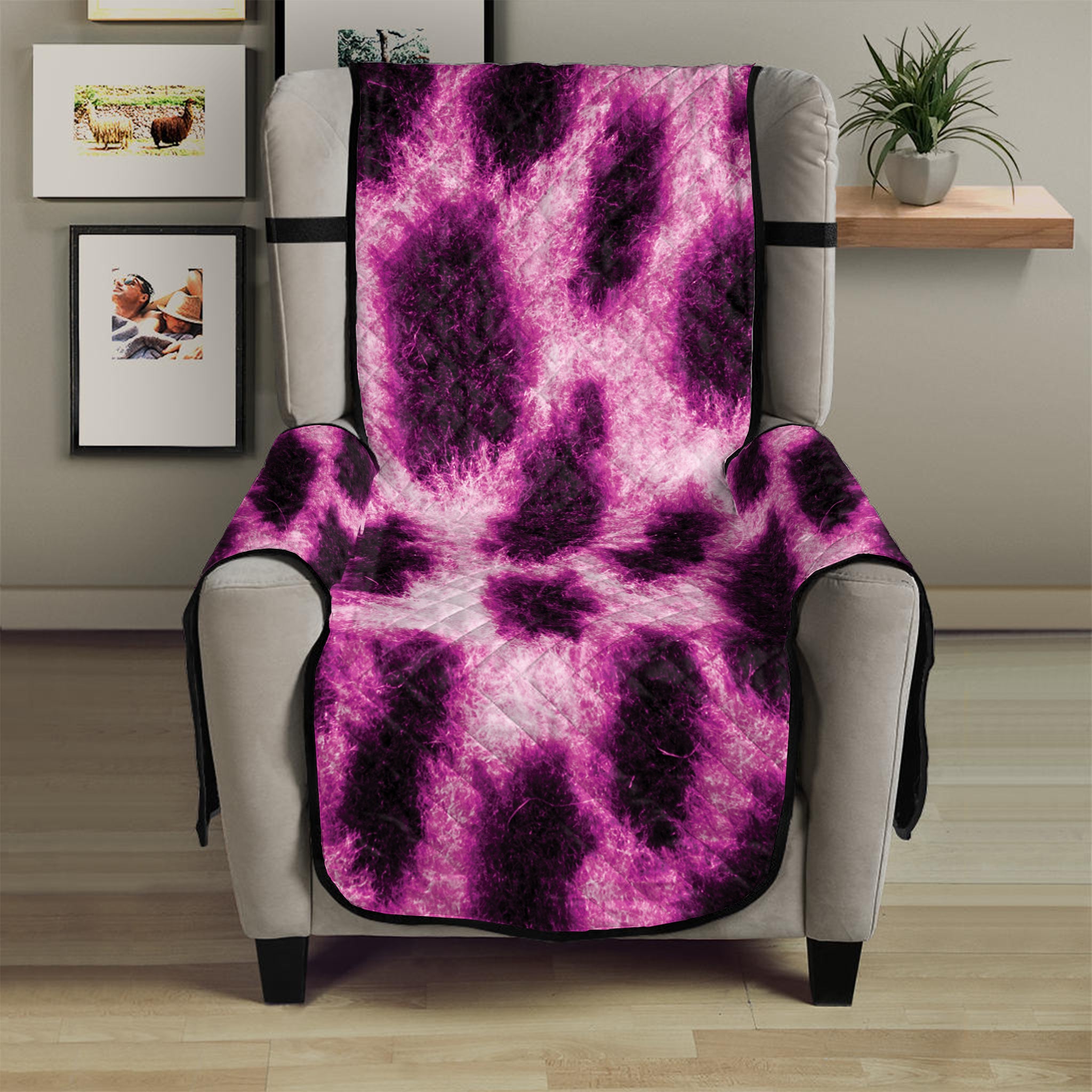 Hot Purple And Black Cheetah Print Armchair Protector