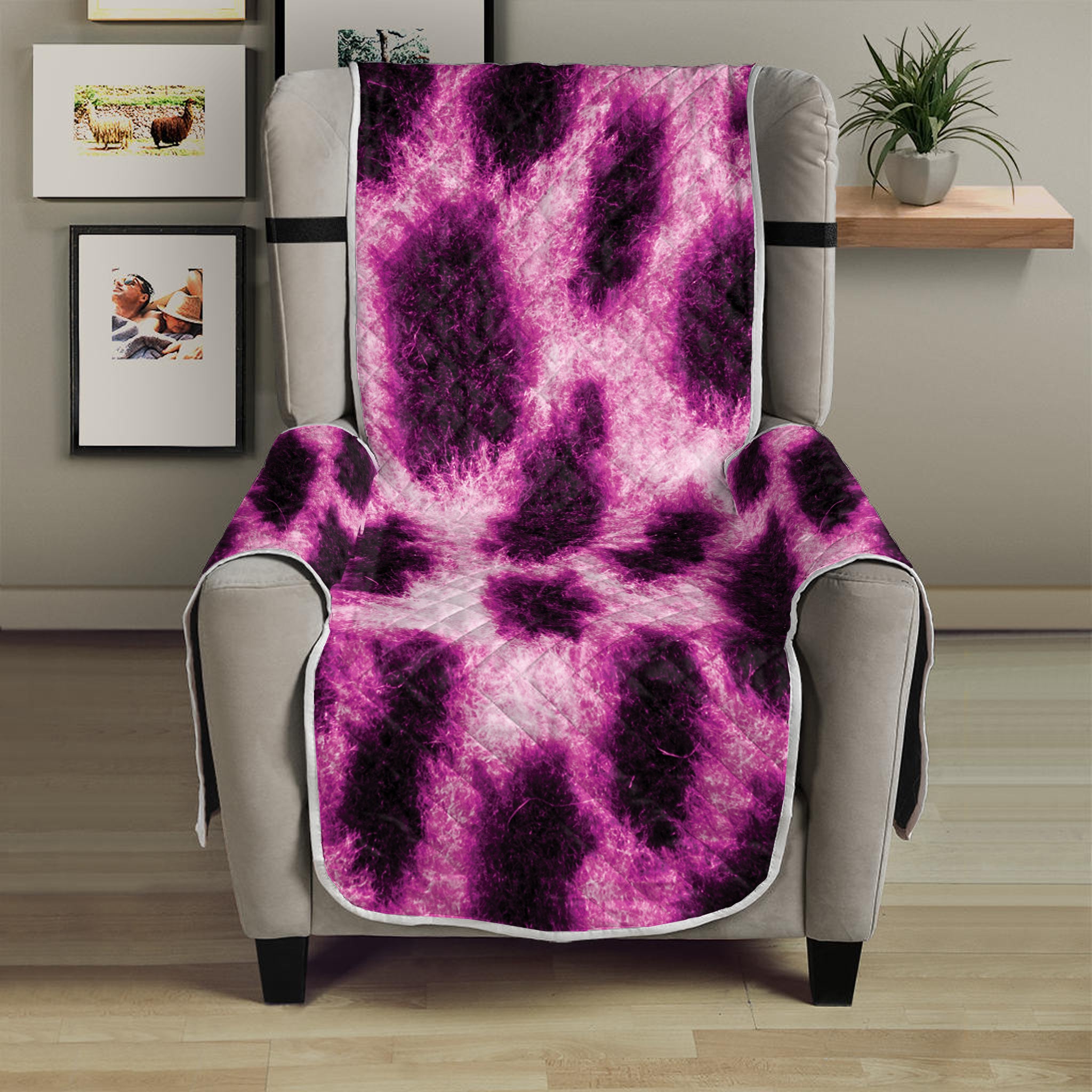 Hot Purple And Black Cheetah Print Armchair Protector