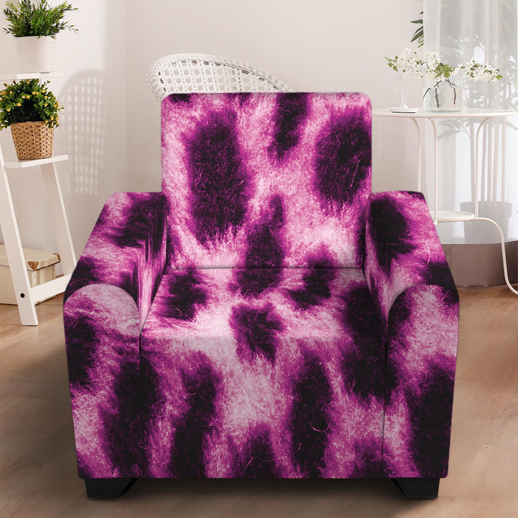 Hot Purple And Black Cheetah Print Armchair Slipcover