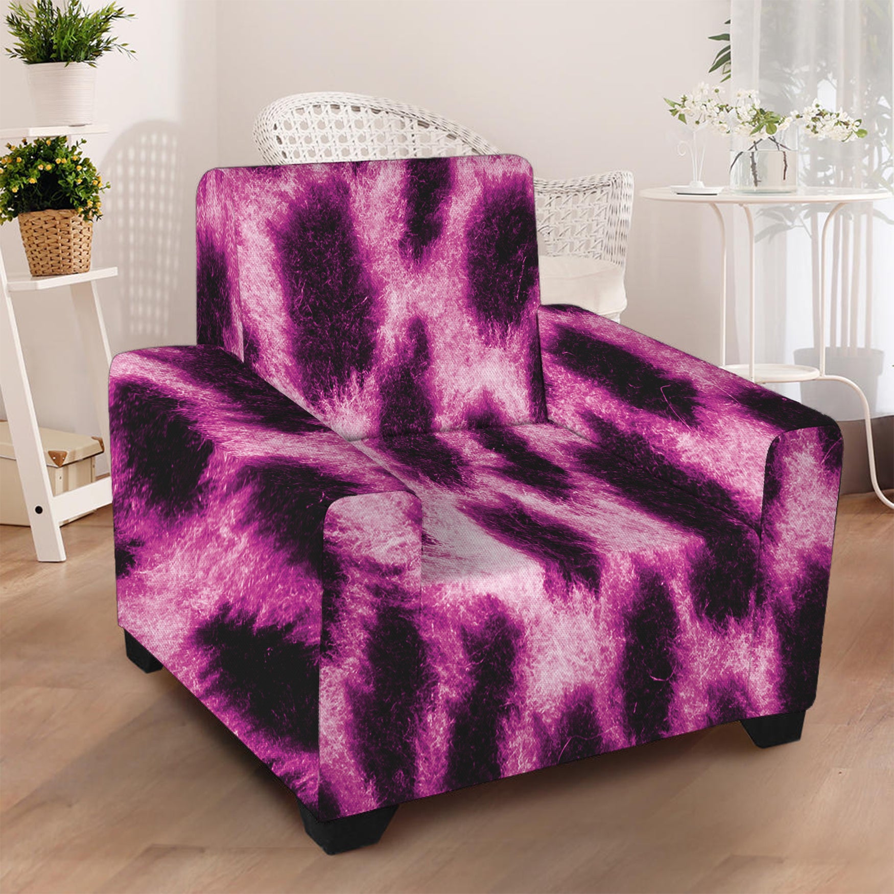 Hot Purple And Black Cheetah Print Armchair Slipcover