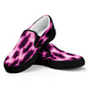 Hot Purple And Black Cheetah Print Black Slip On Shoes