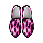 Hot Purple And Black Cheetah Print Black Slip On Shoes