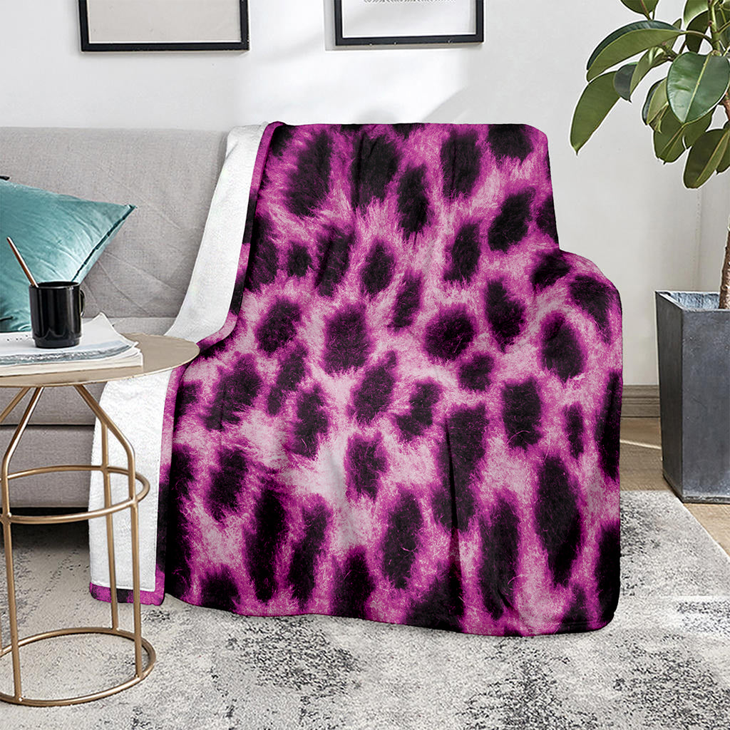 Hot Purple And Black Cheetah Print Blanket