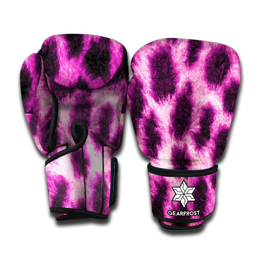 Hot Purple And Black Cheetah Print Boxing Gloves