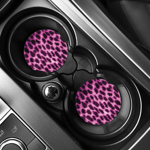 Hot Purple And Black Cheetah Print Car Coasters