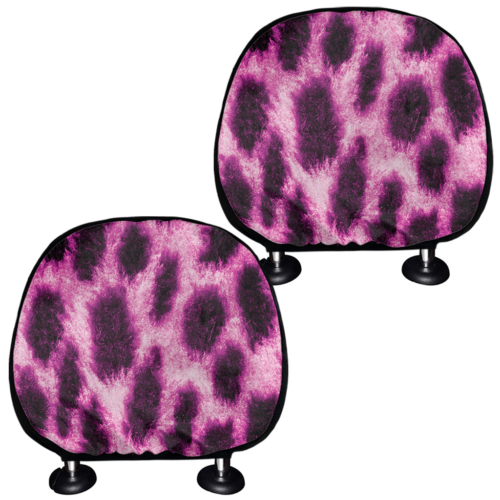 Hot Purple And Black Cheetah Print Car Headrest Covers