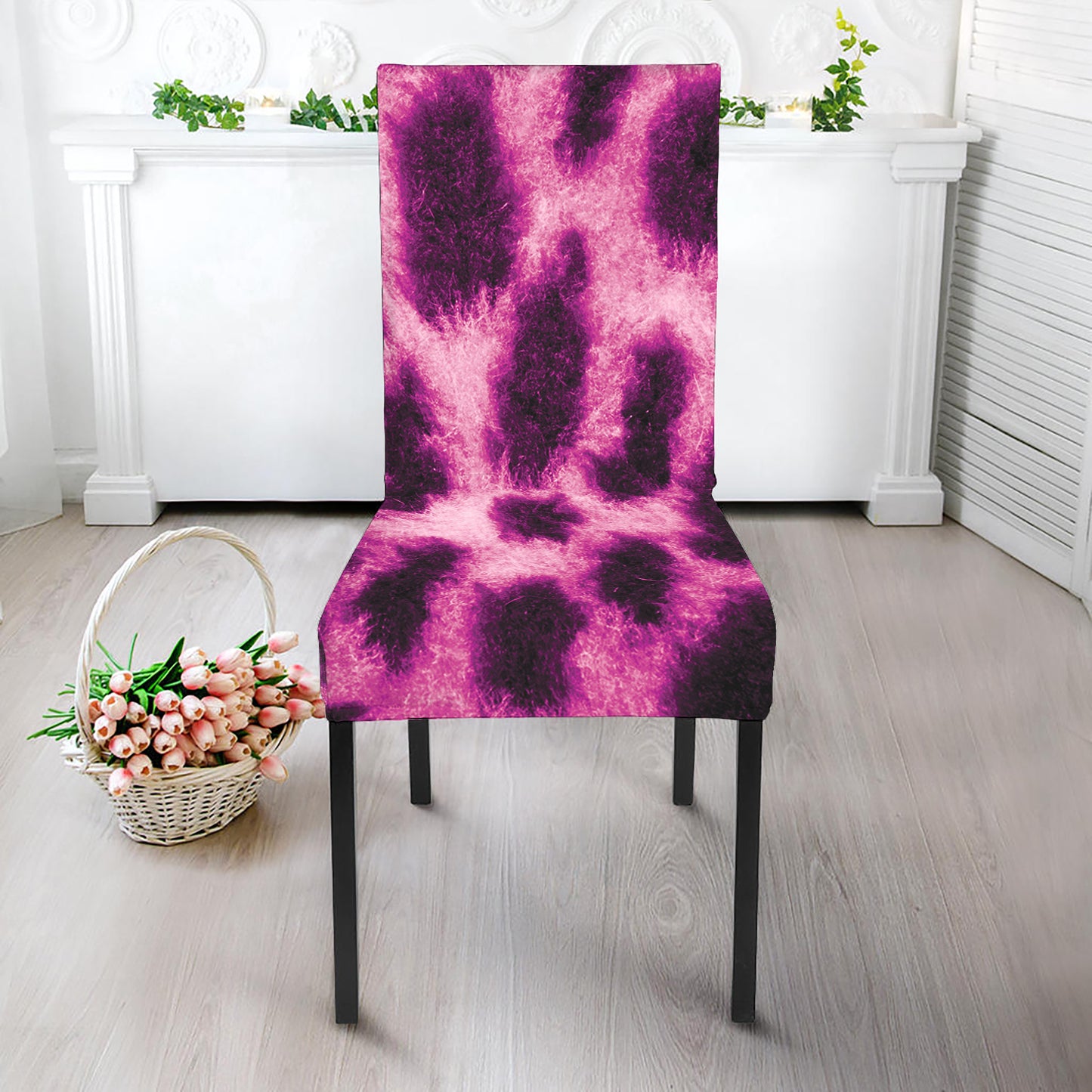 Hot Purple And Black Cheetah Print Dining Chair Slipcover