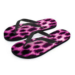 Hot Purple And Black Cheetah Print Flip Flops