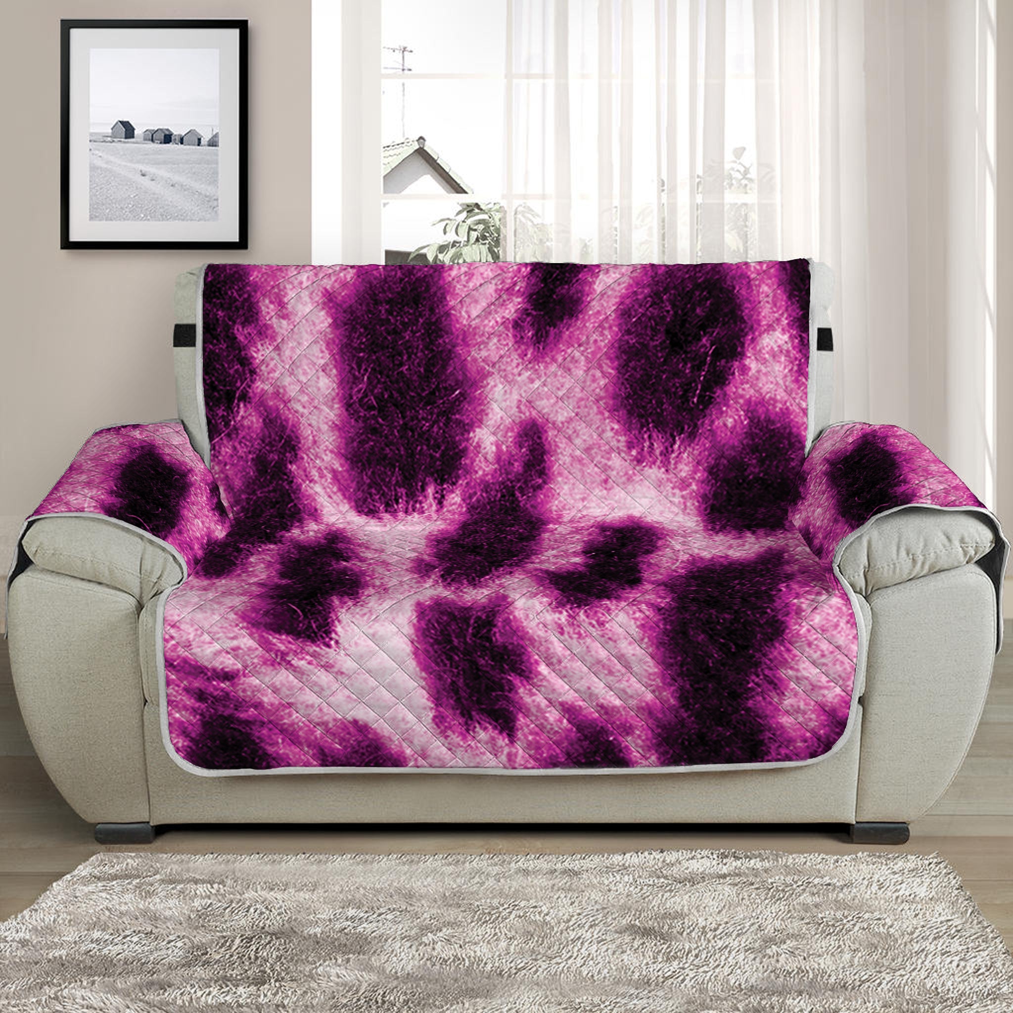 Hot Purple And Black Cheetah Print Half Sofa Protector