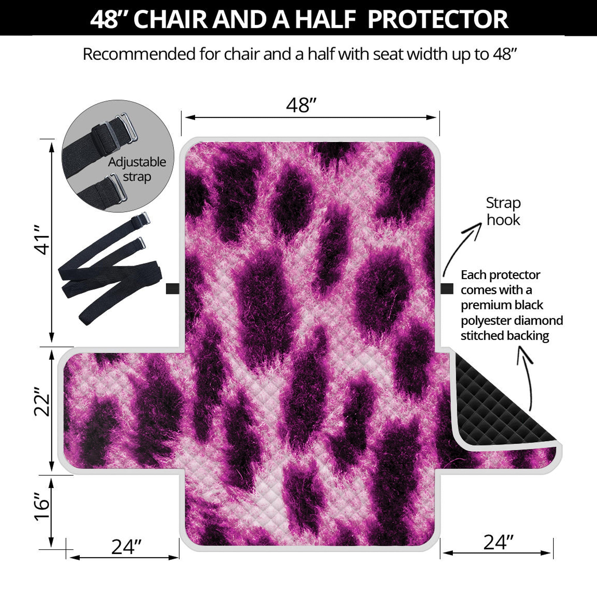 Hot Purple And Black Cheetah Print Half Sofa Protector