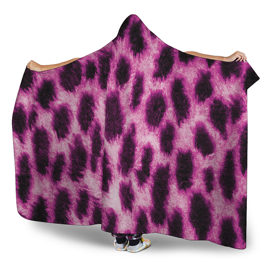 Hot Purple And Black Cheetah Print Hooded Blanket