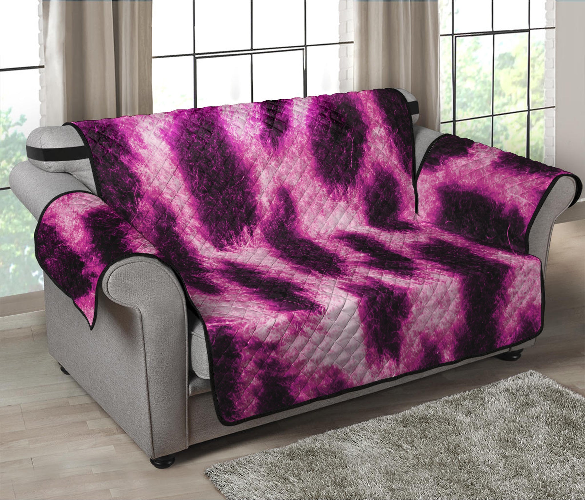 Hot Purple And Black Cheetah Print Loveseat Protector