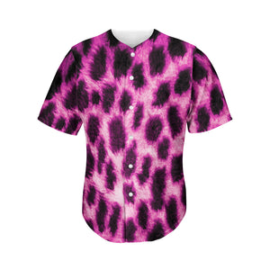 Hot Purple And Black Cheetah Print Men's Baseball Jersey