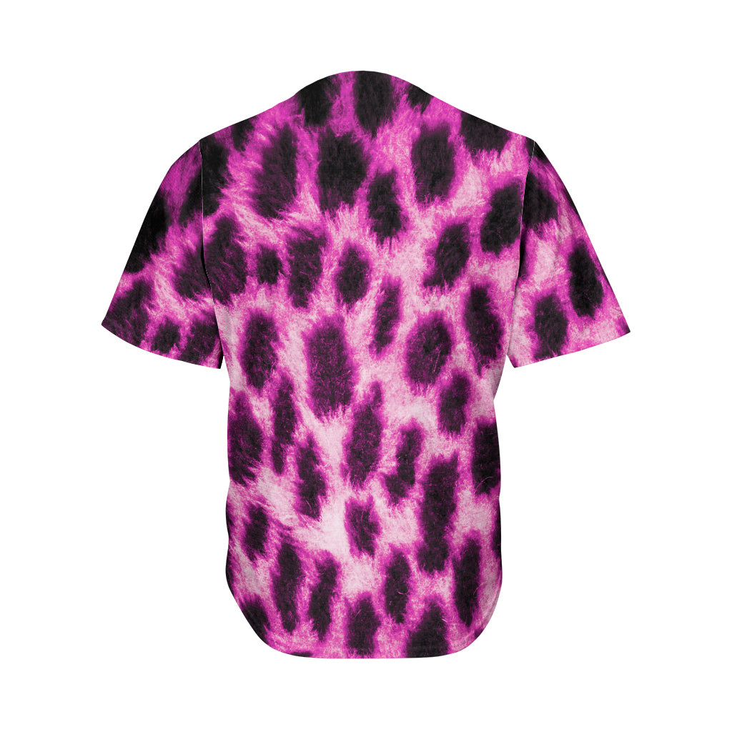 Hot Purple And Black Cheetah Print Men's Baseball Jersey